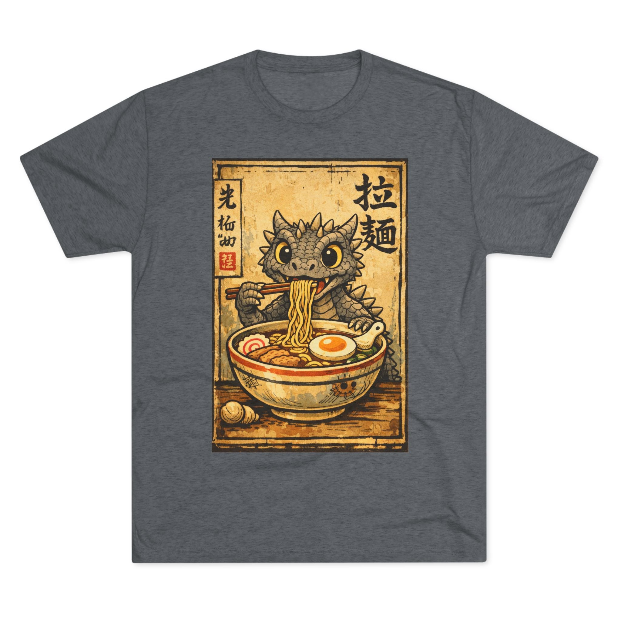 Ramen Dragon Tee — Cute Vintage Monster Noodle Bowl Graphic Shirt