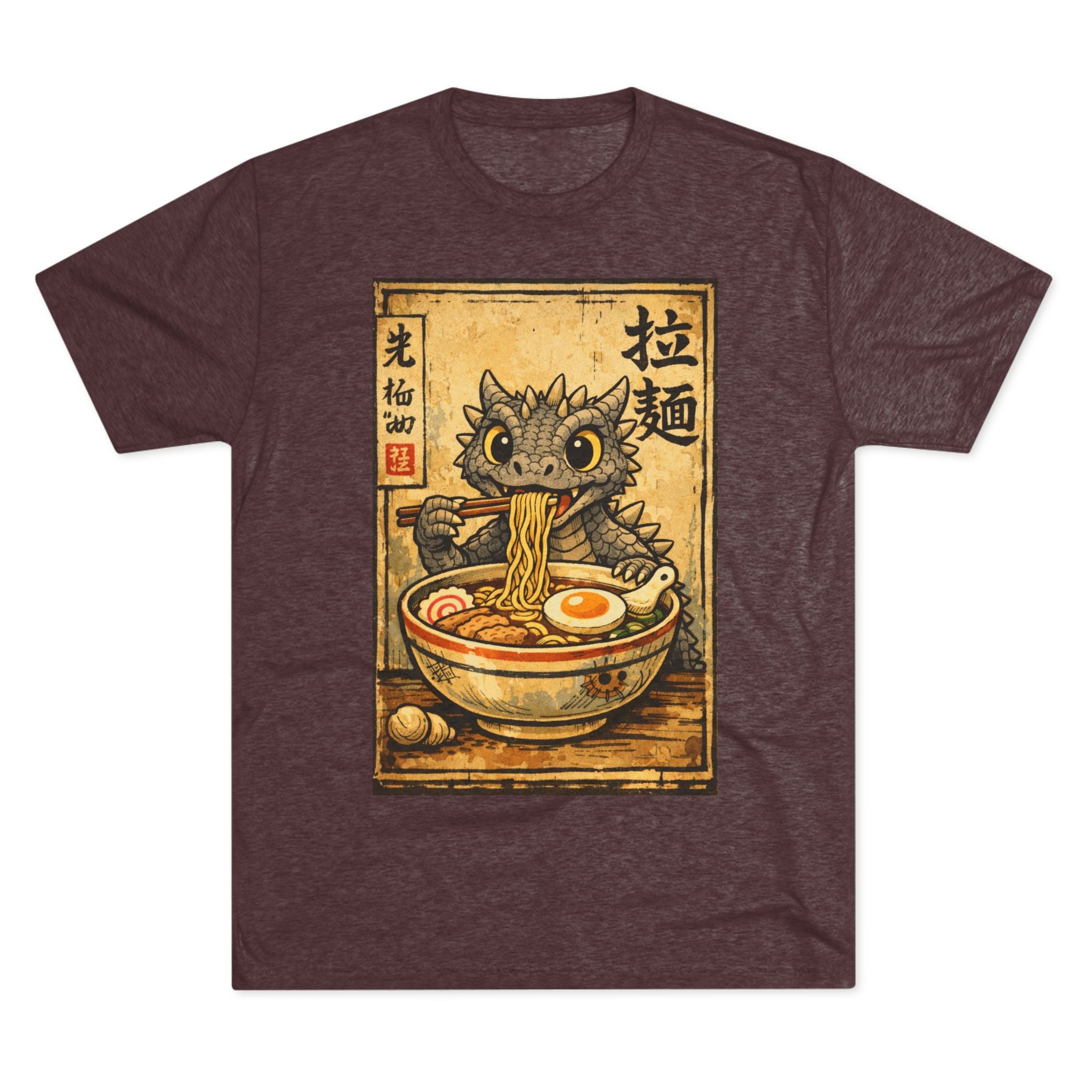 Ramen Dragon Tee — Cute Vintage Monster Noodle Bowl Graphic Shirt