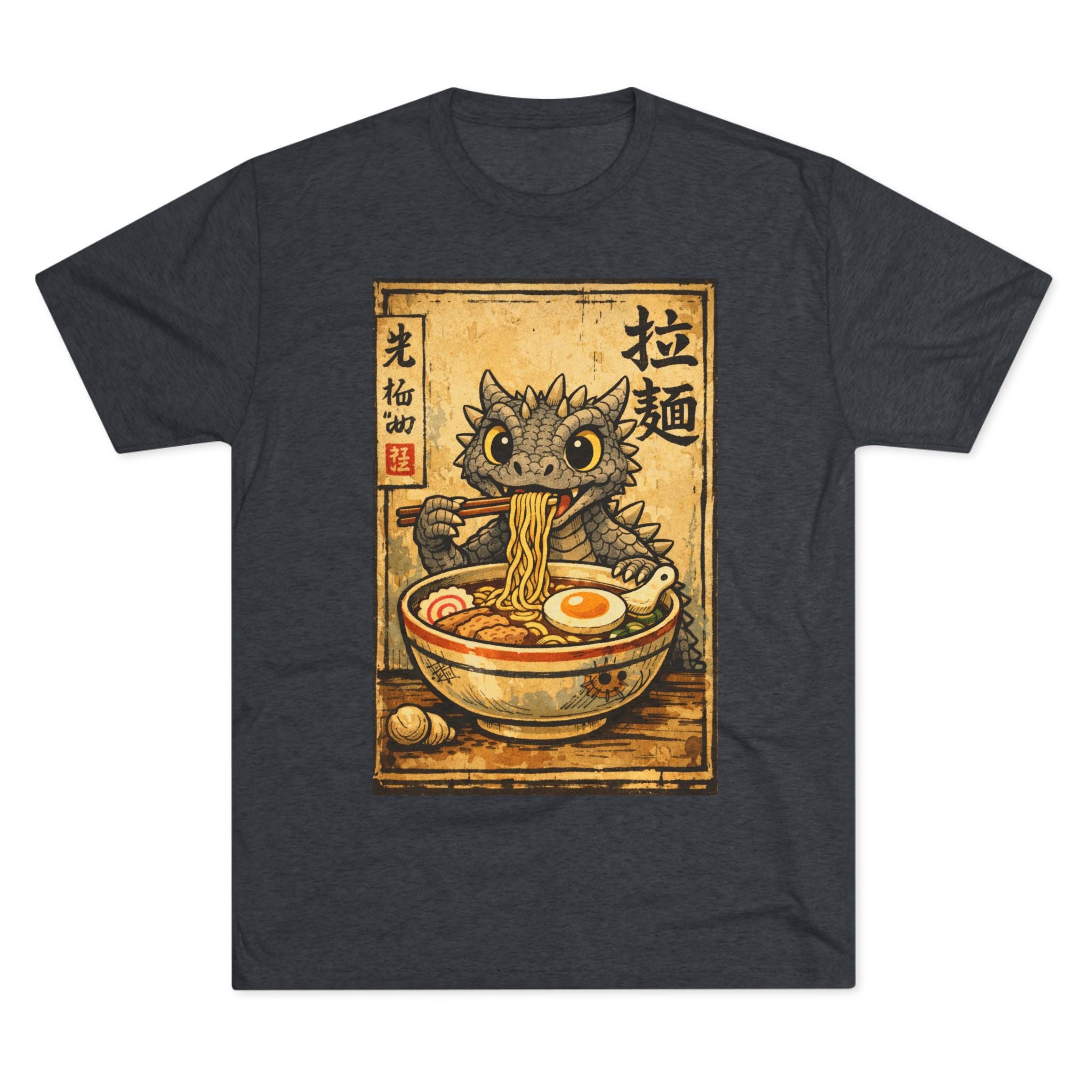 Ramen Dragon Tee — Cute Vintage Monster Noodle Bowl Graphic Shirt