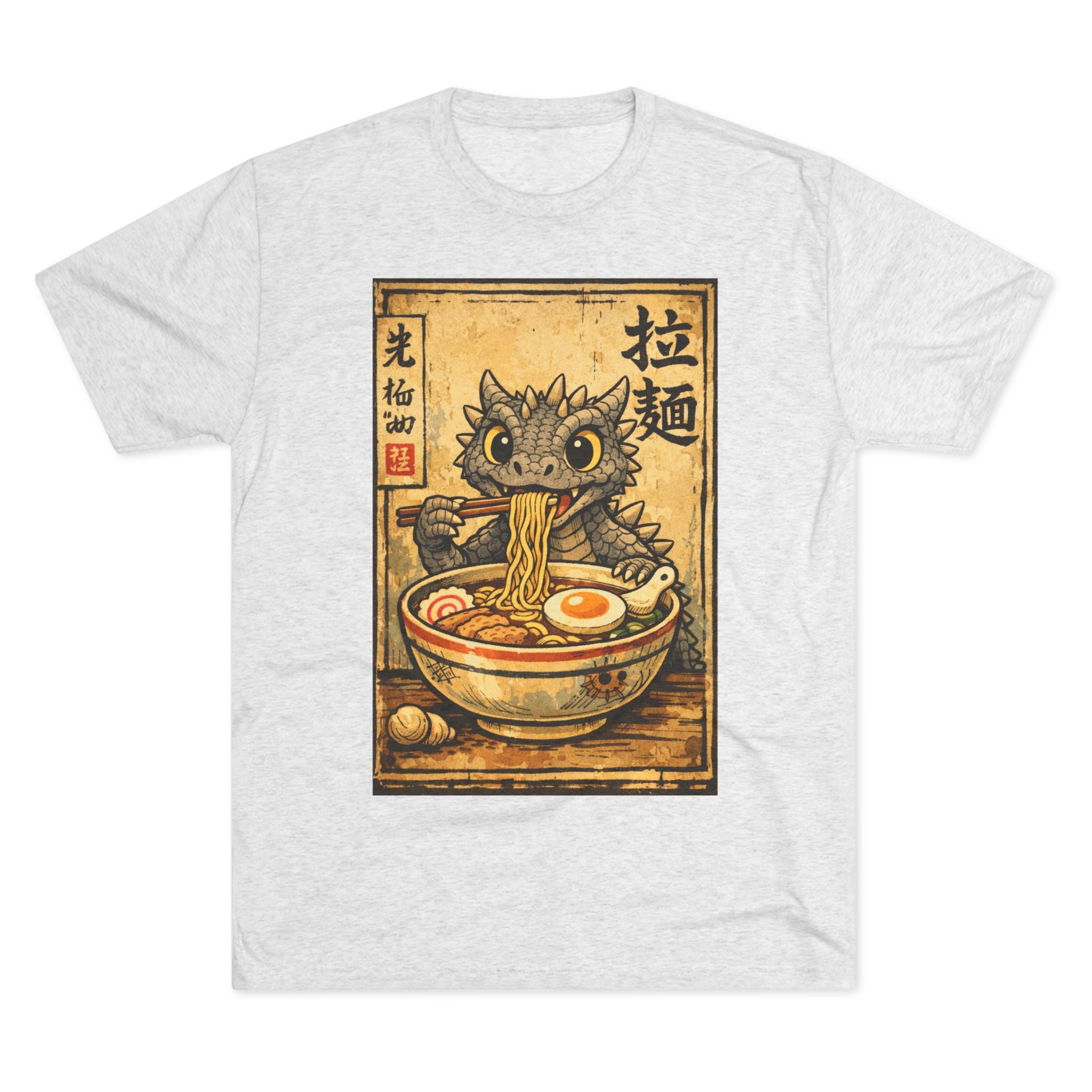 Ramen Dragon Tee — Cute Vintage Monster Noodle Bowl Graphic Shirt